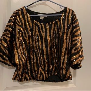 Black and gold Sequence top